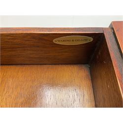 Waring & Gillow - cherry wood sideboard, three drawers above three cupboards, skirted base