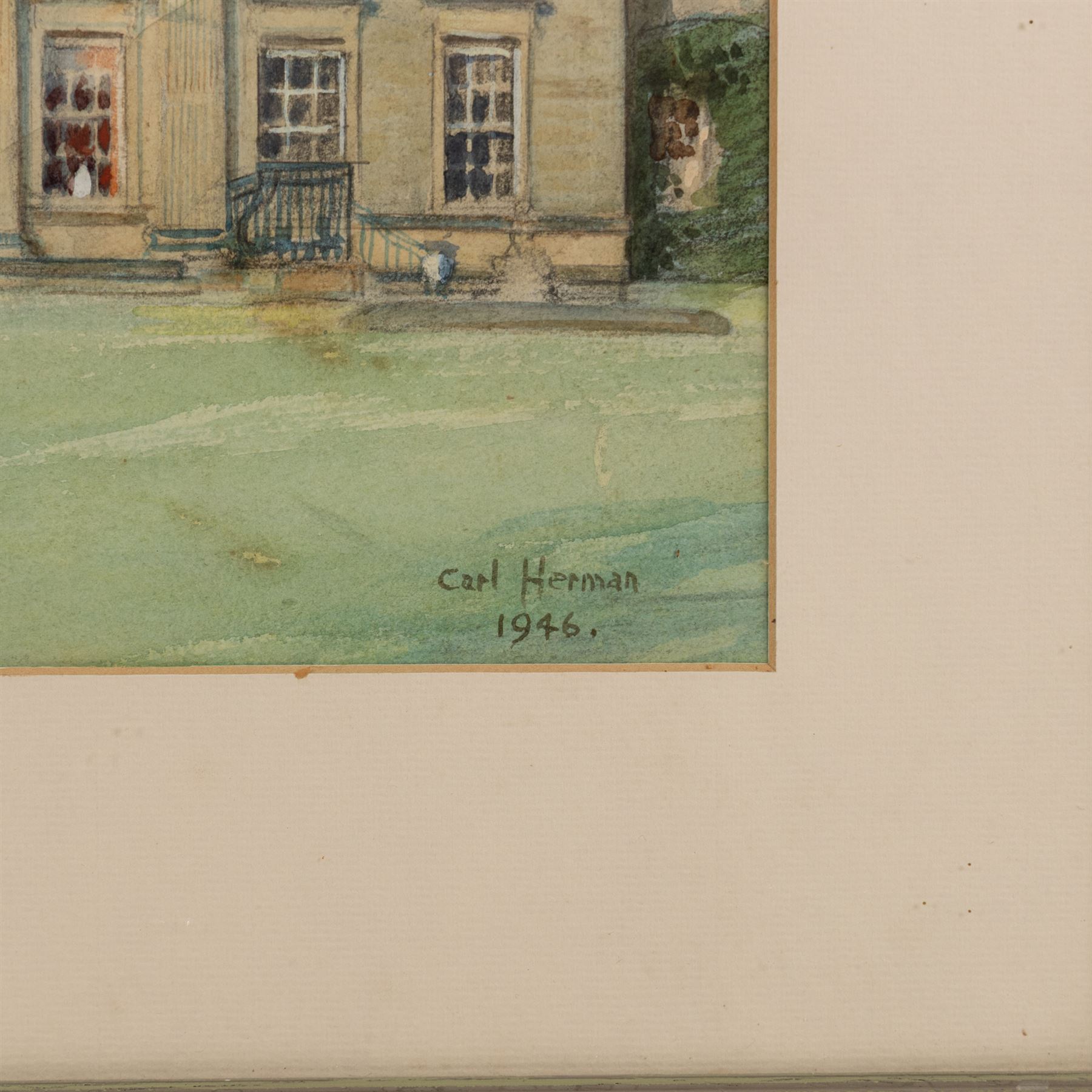Carl Herman (Scarborough 1887-1955): Hackness Hall, watercolour signed and dated 1946, 30cm x 39cm