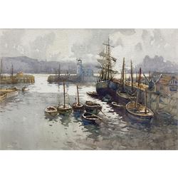 Harry Wanless (British c1872-1934): Scarborough Harbour, watercolour signed 21cm x 31cm