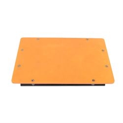 Art Deco phenolic Bakelite dressing table set, comprising three circular jars with lids and a pin dish, all upon a rectangular tray with black handles tray 30x19cm 