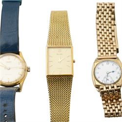 Zenith 9ct gold manual wind wristwatch, London 1948, on gilt strap, Vertex 9ct gold manual wind wristwatch, on expanding gilt strap, Tissot Camping gold-plated and stainless steel manual wind wristwatch, one other Tissot and four other wristwatches