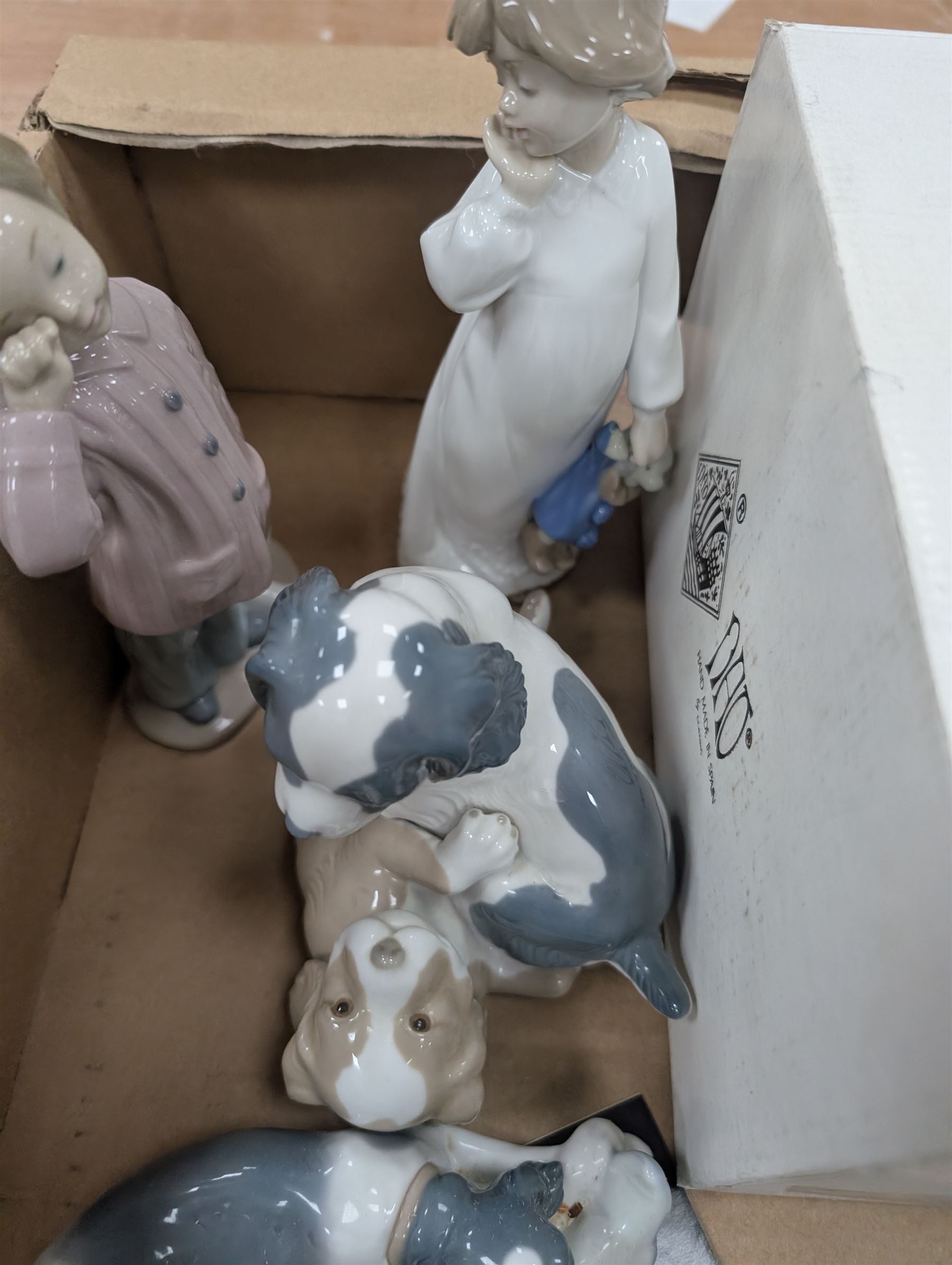 Lladro figure Sweet Dreams, boxed, together with two further Lladro figures and five Nao figures, some boxed