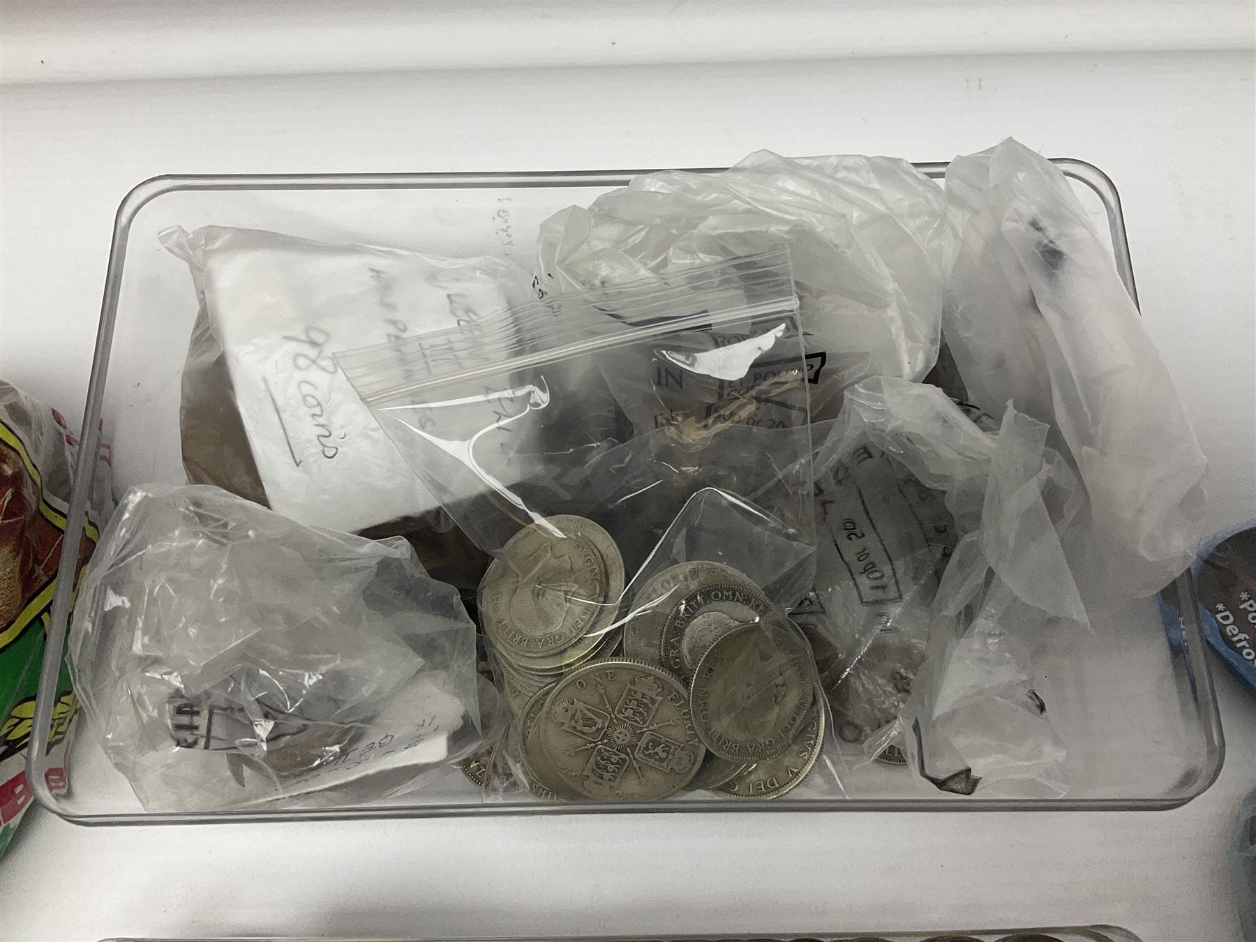 Approximately 200 grams of Great British pre 1947 silver coins including shillings, florins etc, pre-decimal pennies and other coinage