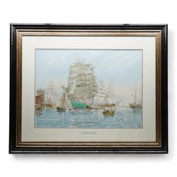 David Cadman (British Contemporary): 'The Thermopylae Leaving Foochow', watercolour signed and dated, titled on the mount 54cm x 74cm