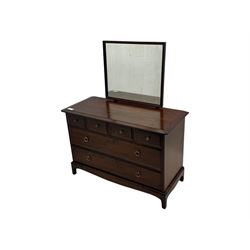 Stag Minstrel - mid-20th century mahogany dressing chest, rectangular top surmounted by adjustable mirror, the upper section fitted with four small drawers over two full-width drawers, on bracket feet