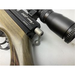 Air Arms S400F Carbine bolt-action .22 multishot air rifle, pump-up action, adjustable trigger, fitted with sound moderator and Nikko Stirling Mountmaster 3-9 x 50 telescopic sight, complete with stirrup type pump, pressure gauge etc, serial no.135456, L106cm; in gun sling