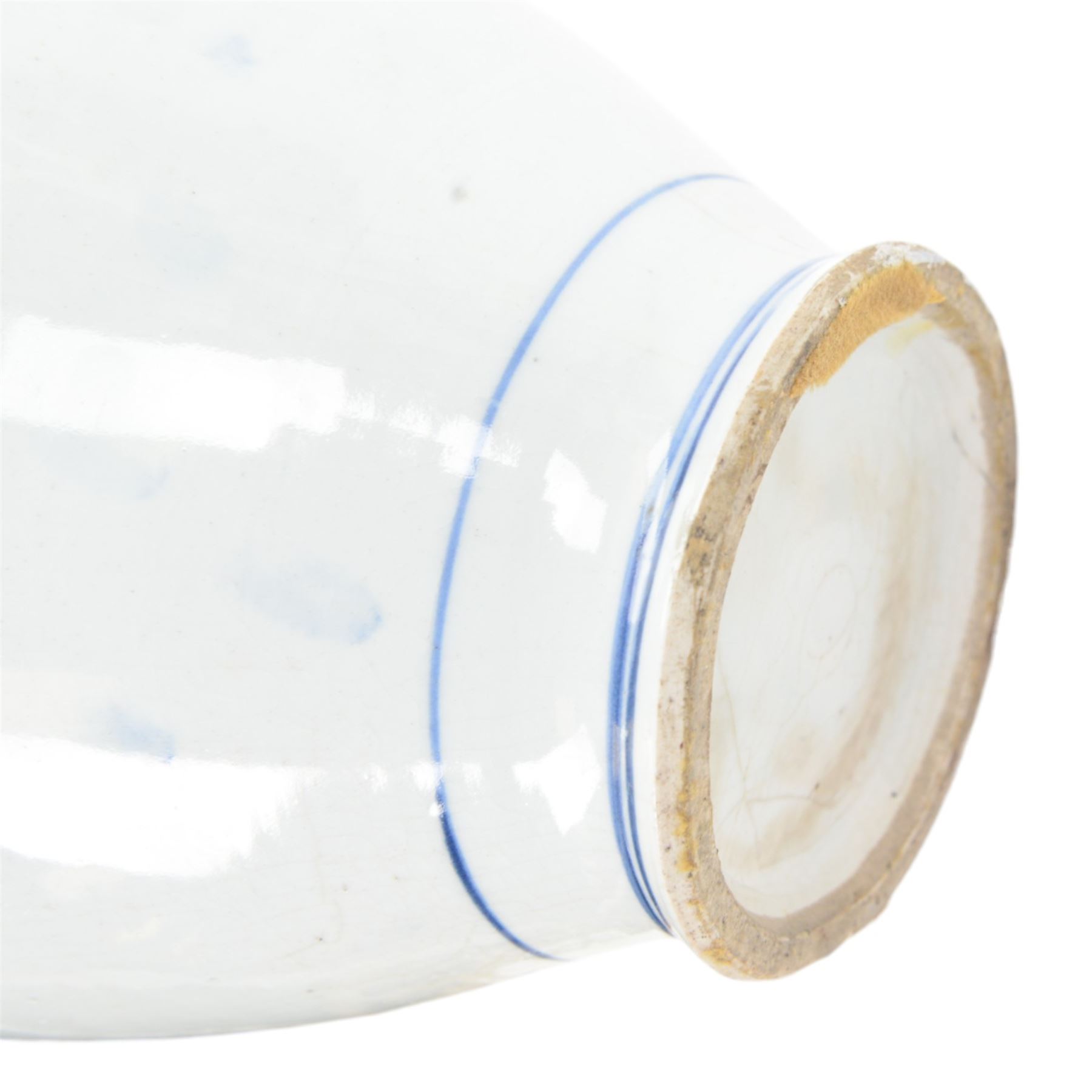 20th century Chinese blue and white vase converted to a table lamp, decorated with birds amongst flowering branches, H40cm 