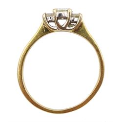 18ct three stone baguette diamond ring, hallmarked, total diamond weight approx 0.60 carat