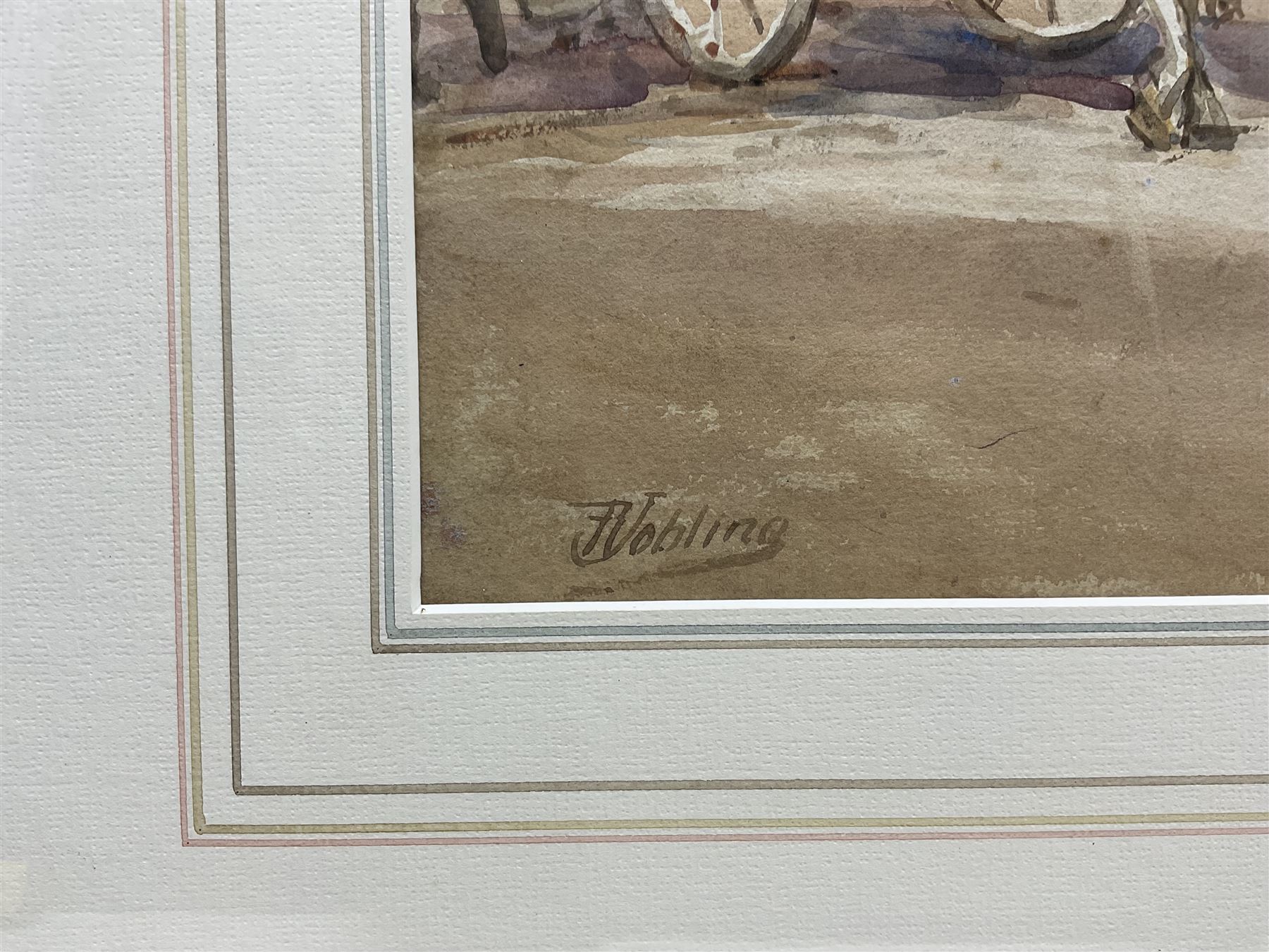 Robert Jobling (Staithes Group 1841-1923): Horse and Cart Waiting for the Boats on Seaton Garth - Staithes, watercolour signed 25cm x 35cm