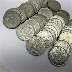 Thirty-eight King George VI pre 1947 silver halfcrown coins, dated eight 1937, seven 1938, thirteen 1939 and ten 1940, approximately 530 grams