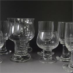 Dartington Crystal pieces designed by Frank Thrower, including claret glasses, Vin decanter, ale glasses and brandy glasses