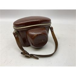 Diax IIa Rangefinder camera body with 50mm f/2.8 Xenar lens, in leather camera case