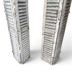 Two pairs of 19th century full height folding French Chateau louvre doors, pitch pine in cream painted finish, dimensions approx.