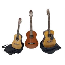 Saxon acoustic guitar Folk Model 812, serial no.43263 L102cm; Jose Ferrer El Primo small or child's size acoustic guitar, serial no.006980 L85cm; both in carrying soft cases; and Spanish Admira Concert Grande acoustic guitar (3)