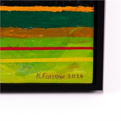 Kieron Farrow (British 1949-): 'Horizon', three oils on board signed and dated 2024, two of the same size, one slightly larger, 41cm x 30cm (3)