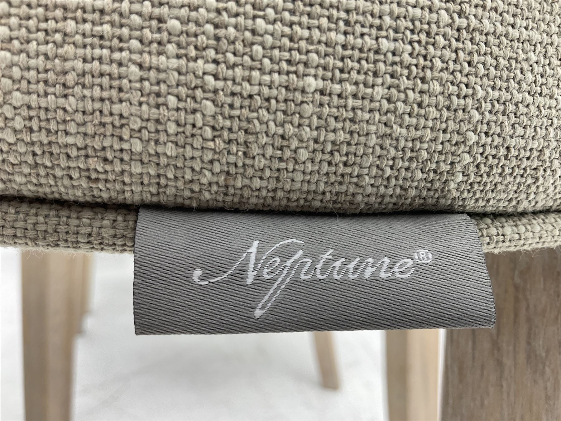 Neptune Furniture - Calverston set of four curved back dining chairs with Clara Natural buttoned upholstery, pale oak legs