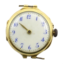 Continental 18ct gold wristwatch enamel face import marks