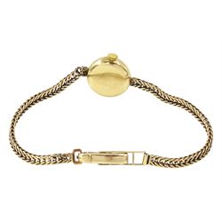 Tudor Royal ladies 9ct gold manual wind wristwatch, silvered dial with dagger and baton hour markers, on integral 9ct gold bracelet, Birmingham 1963