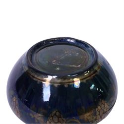 Richard Joyce for Pilkington, Royal Lancastrian lustre vase, of squat form, decorated with grapes and vine leaves, with impressed marks beneath, H9cm