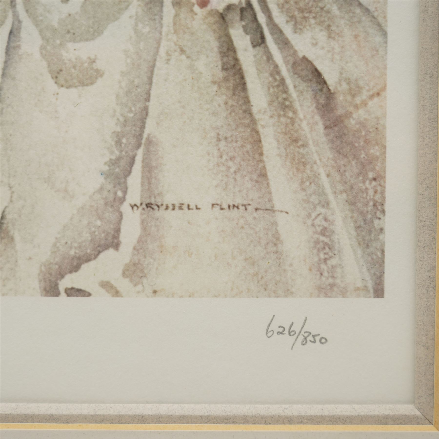 Sir William Russell Flint (Scottish 1880-1969): 'The Silver Mirror' 'Three Girls' and 'Janelle and the Volume of Treasures', three limited edition colour prints numbered in pencil with blind-stamp, the former signed in pencil max 40cm x 53cm (3)