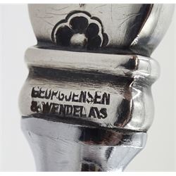 Silver handled cactus design bottle opener, with stainless steel top by Georg Jensen & Wendel A/S, stamped sterling