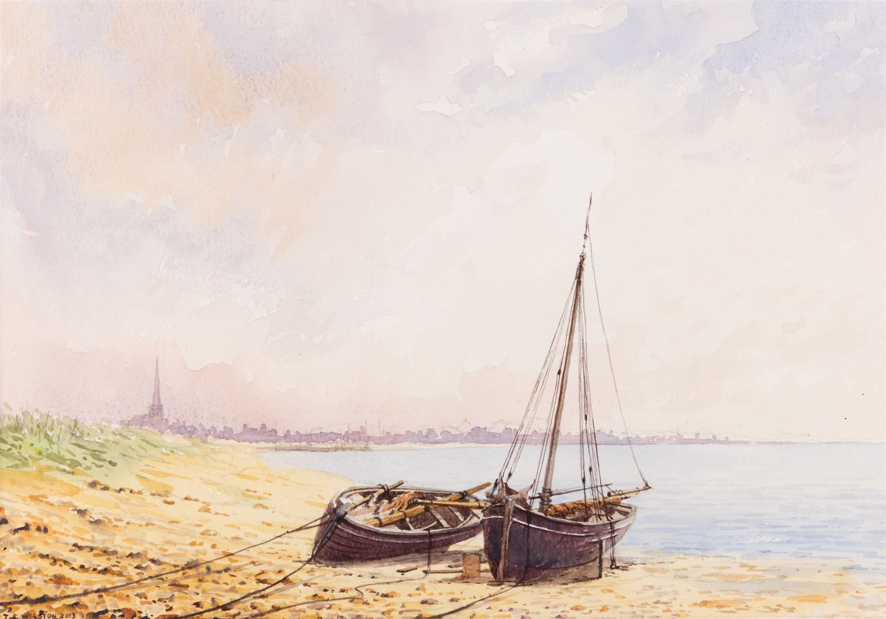 John Edwin Wigston (British 1939-): 'No 18 Dawn' 'No 19 Sunday Morning' 'No 20 Moonlight' and 'No 21 Storm', set of four watercolours signed and dated 2013, titled on label verso all 24cm x 35cm (4)
