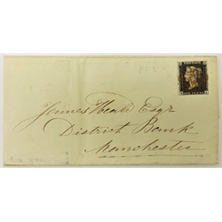  Queen Victoria 1d black stamp on cover, red MX  