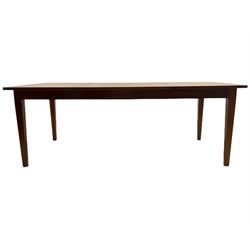 Grange Furniture cherry wood dining table, and eight chairs with rush seats