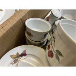Royal Worcester Evesham and Evesham Vale tea and dinner wares, to include, three large covered tureens, coffee pot, eight tea cups and saucers, milk jug, two covered sucriers, boxed serving spoons etc, approx .130