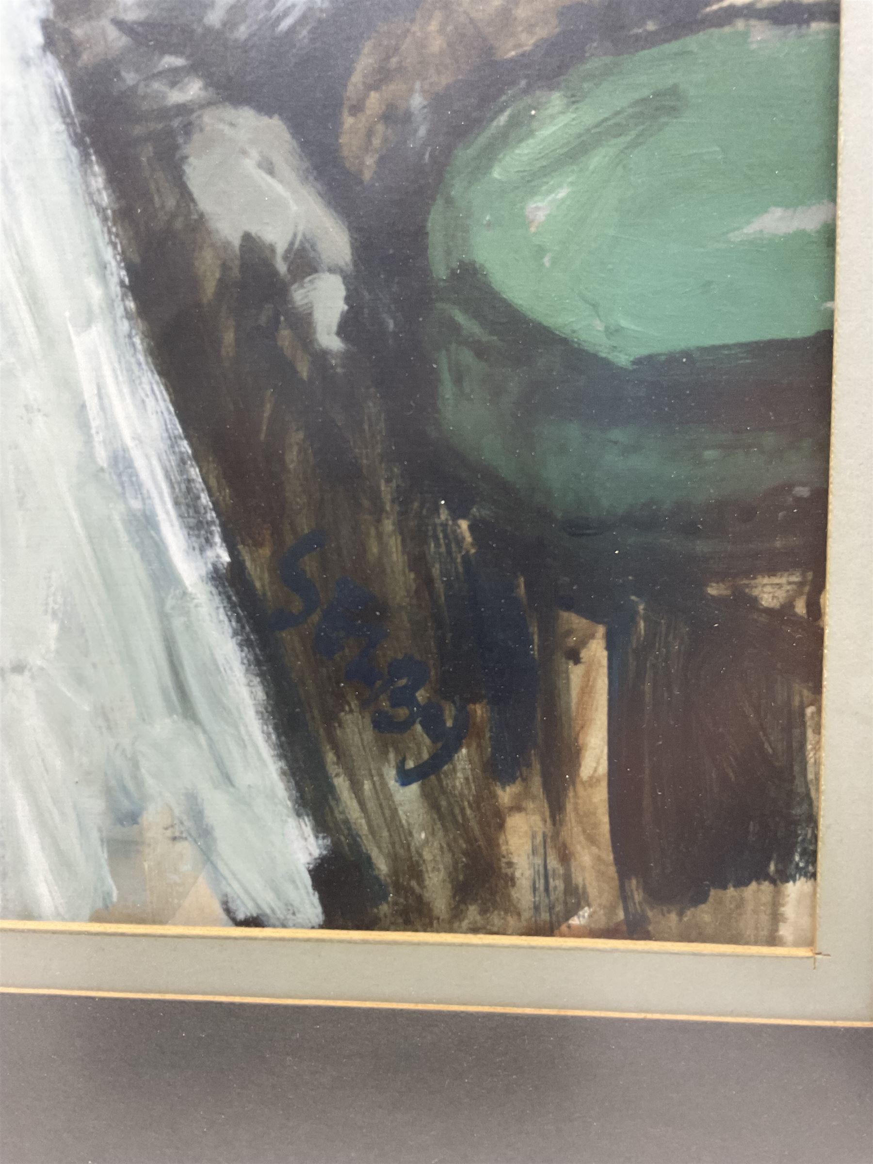 William Selby (Northern British 1933-): Smoking in the Hotel Bar, mixed media and oil on card signed 64cm x 41cm