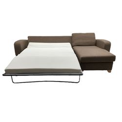 Lydia Deluxe - right-hand corner sofa bed, upholstered in mocha fabric