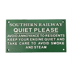 Southern Railway Quiet Please type sign, L27cm THIS LOT IS TO BE COLLECTED BY APPOINTMENT FROM DUGGLEBY STORAGE, GREAT HILL, EASTFIELD, SCARBOROUGH, YO11 3TX