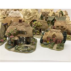 Thirty three Lilliput Lane models from the British collection and paint your own Children's Plaques, to include I am a little teapot, Gnome improvements, Dennis the Dragon, Bill and Ben, The Bobbins etc, some with boxes and deeds 