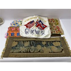 Fur shawl by Rodgers of Bridlington & York, together with a collection of silk scarves and other textiles