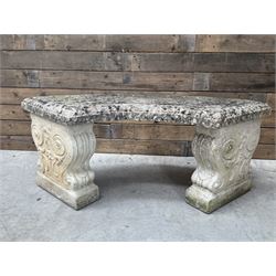 Curved cast stone bench