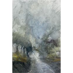 David Baumforth (British 1945-): 'Road to Wydale', mixed media on panel signed with monogram, titled verso 57cm x 38cm