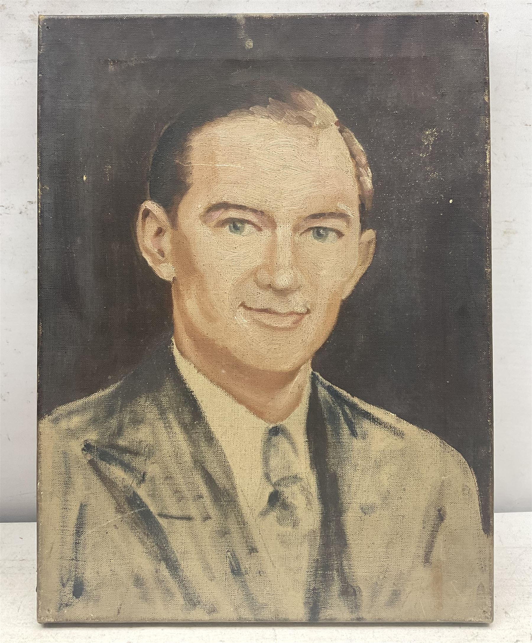 Frank C Harlow (British 20th century): Portrait of Thomas Matthews, oil on canvas signed together with another similar unsigned oil max 51cm x 41cm (2)