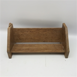 'Rabbitman' oak book trough, by Peter Heap of Wetwang, with carved Rabbit signature, L45.5cm.
