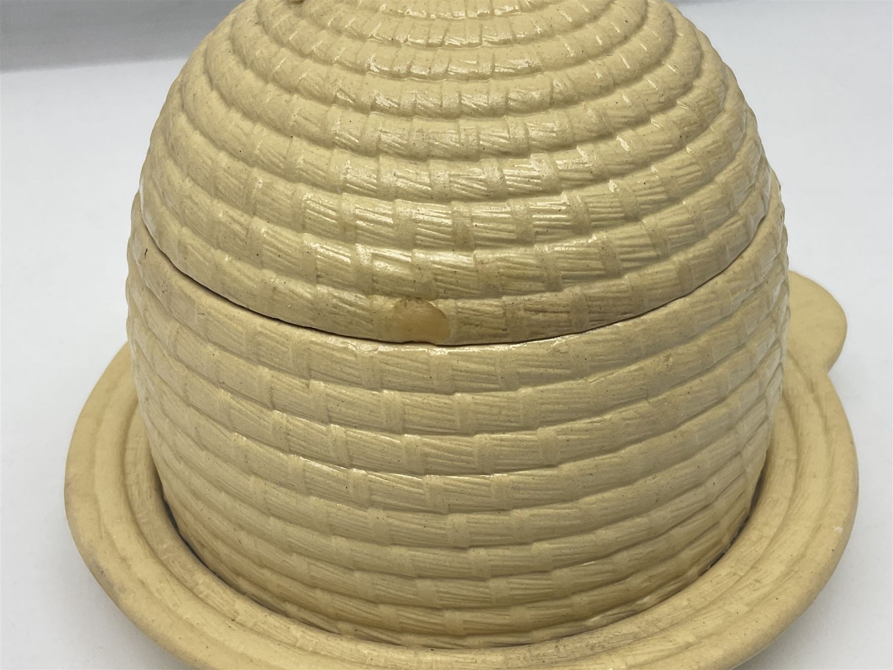  19th century Wedgwood drabware beehive honey pot, together with another similar example, Wedgwood H12cm 