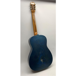 Blue painted acoustic guitar, bears label 'Catania Carmelo', serial no.36431, L103CM