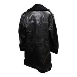 Swedish green army field coat, M1909, with a sheepskin lining and military leather jacket 