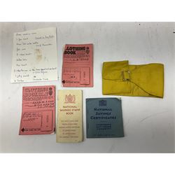 WW1 British Army Officers 'Ever ready' trench lamp, 1940s civil defence corps welfare armband, WW1 Christmas 1914 Princess Mary brass gift box, two boxed gas masks, other war ephemera to include National Savings stamp book, clothing book, motoring goggles stamped Aug 1917 etc