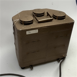 Keystone Pictograph Model No.441 Epidiascope, the trapezium shaped tin case with brown crackled finish, W30cm H28cm