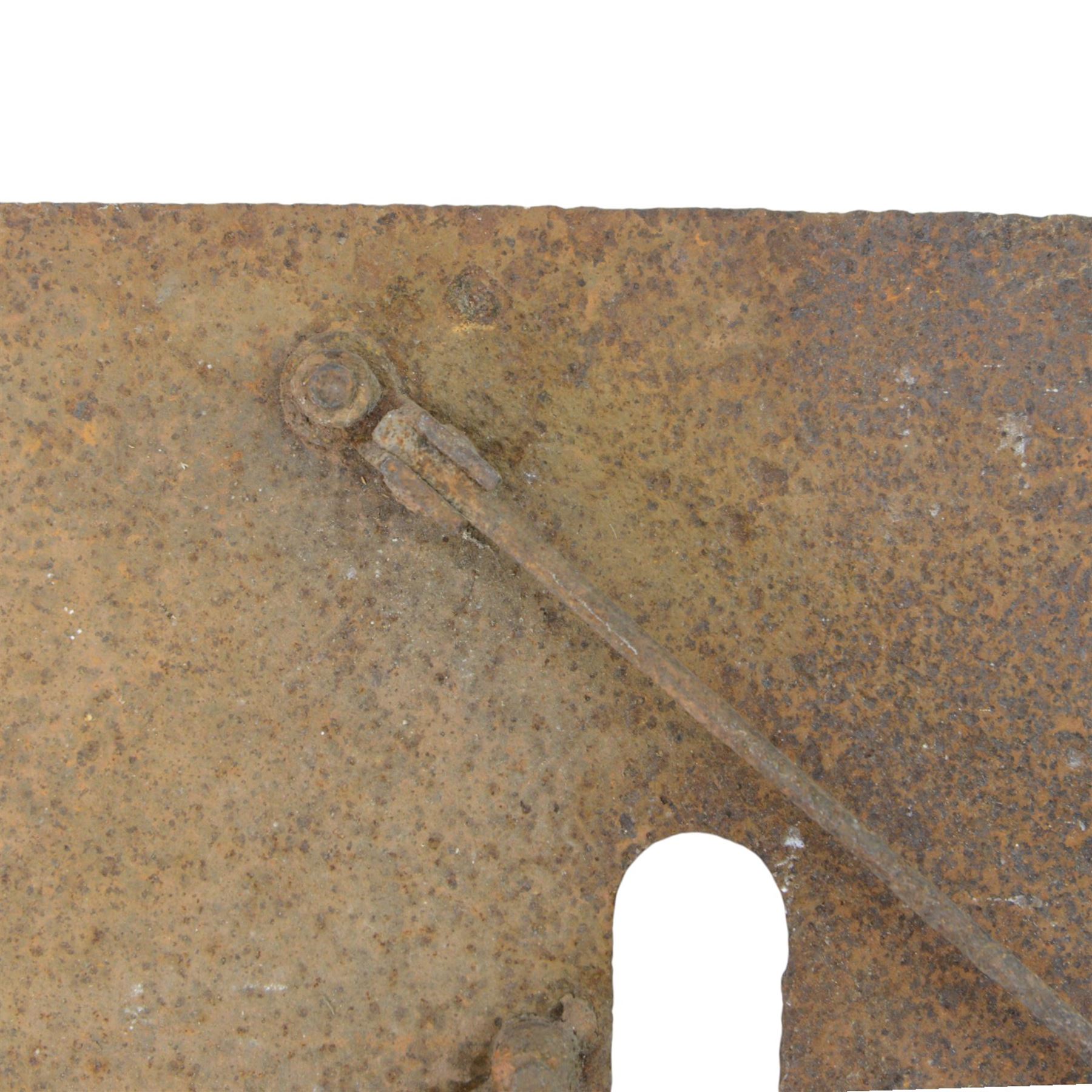 WWI Imperial German army sniper plate/trench armoured shield, rectangular armoured steel shield as used to protect snipers and sentries on duty in front line trenches, from Vimy Ridge France, H60cm, W45cm 