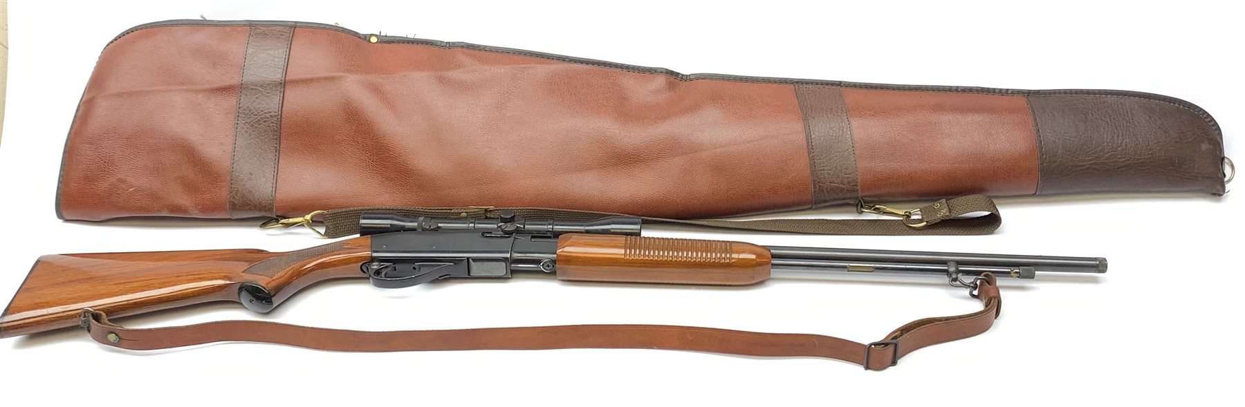 Remington Fieldmaster Model 572 rim-fire .22 pump action seventeen-shot long rifle with Nikko Stirling 4x scope, barrel threaded for sound moderator, L108cm; in gun sling with quantity of ammunition RFD OR FIREARMS LICENCE HOLDERS ONLY