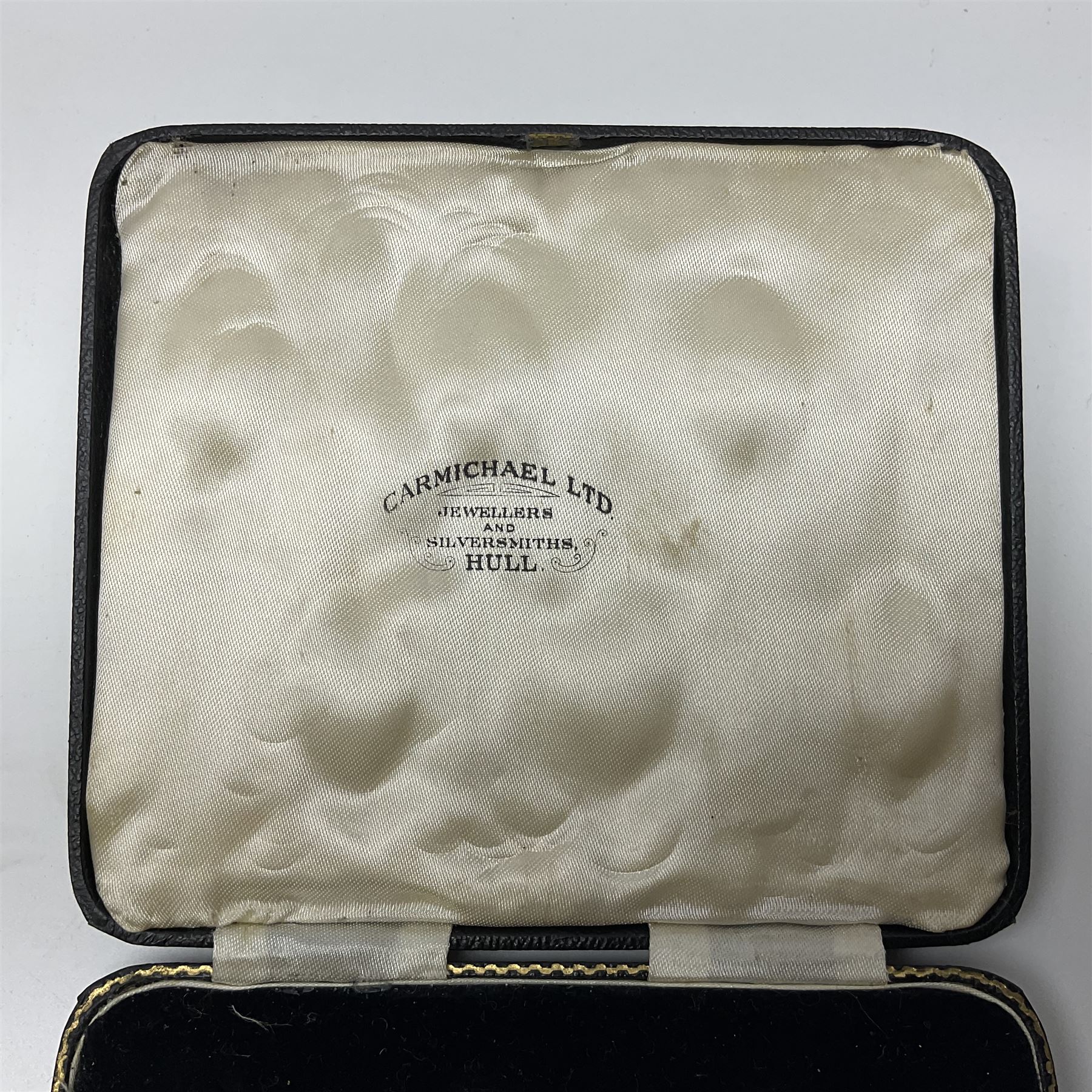 Five silver coffee spoons, together with one other, hallmarked, silver jewellery and costume jewellery in a wooden jewellery box