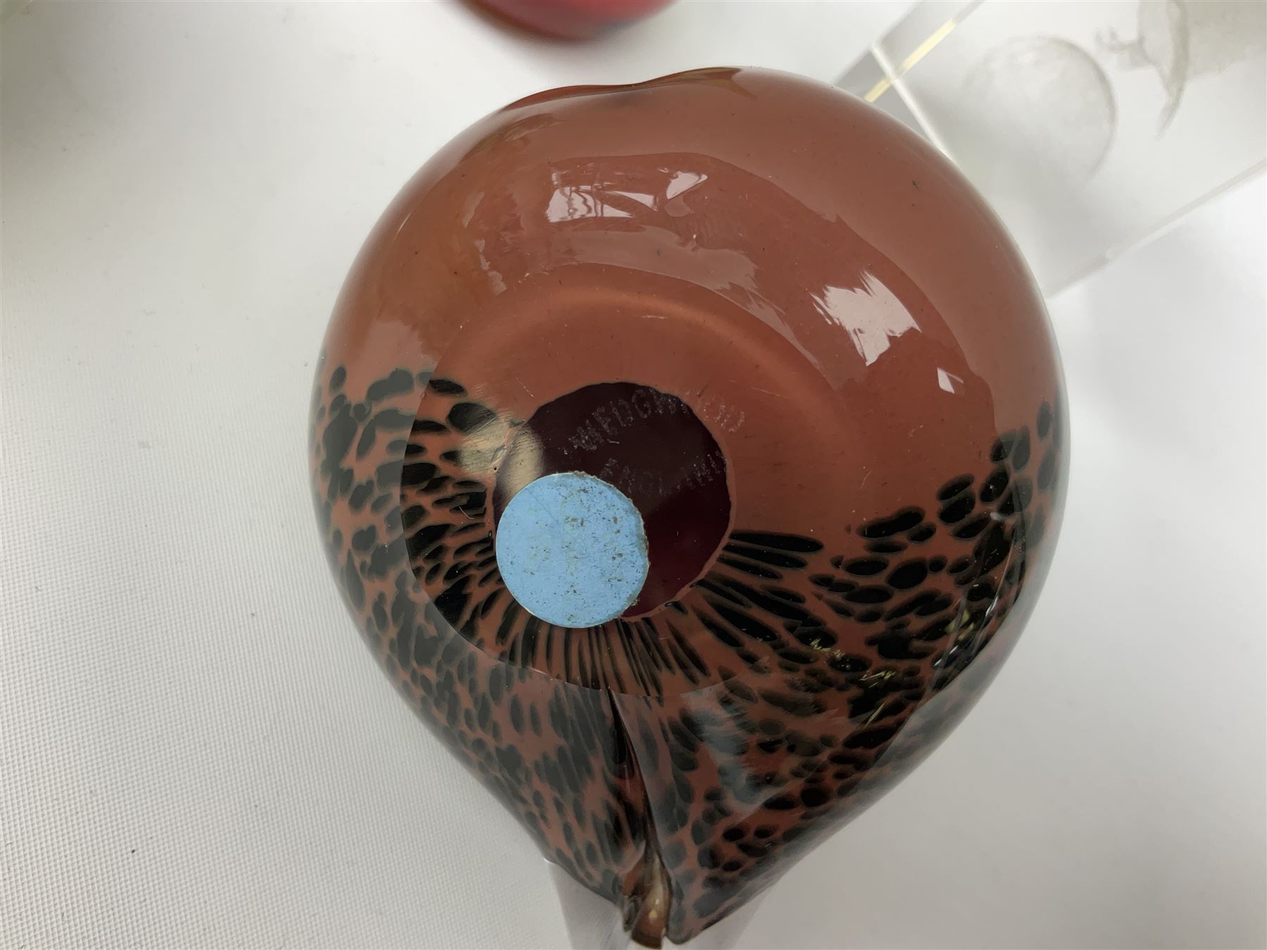 Collection of glass paperweights to include three Wedgwood examples modelled as birds, two Rosenthal faceted examples, a millefiori example, together with art glass examples to include Eirian swirled teardrop and another teardrop shaped paperweight by Caithness
