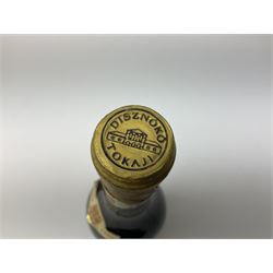 Presentation set comprising Hine Antique cognac 70cl, 40% volume and four miniature bottles of Hine cognac, 1957, 1960, two 1982, all 5cl, 40%   together with bottle of Tokaji sweet wine, 500ml, 13%