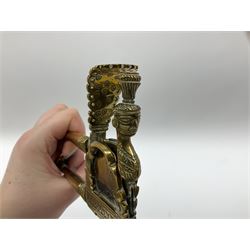 19th Century Indian brass betel nut cutter, in the form of a peacock decoration, L16cm. 