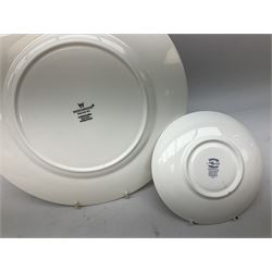 Wedgwood cornucopia pattern tea and dinner service, comprising teapot, ten cups and saucers, milk jug, open sucrier, eight dessert plates, fourteen dinner plates, eight side plates, six bowls, two open serving dishes and one covered twin handled dish (53)